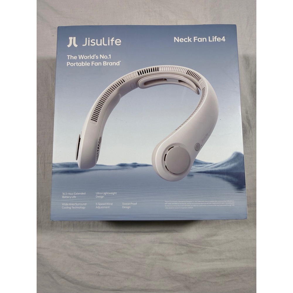 JisuLife Neck Fan Life4 White NEW 5000mAh Portable Bladeless Cooling
